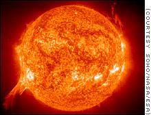 Uma das imagens da erupo solar captadas pelo satlite